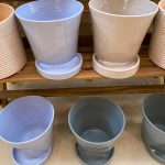 Lilac blue glazed pots
