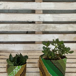 Green Stripe Kitenge Planter